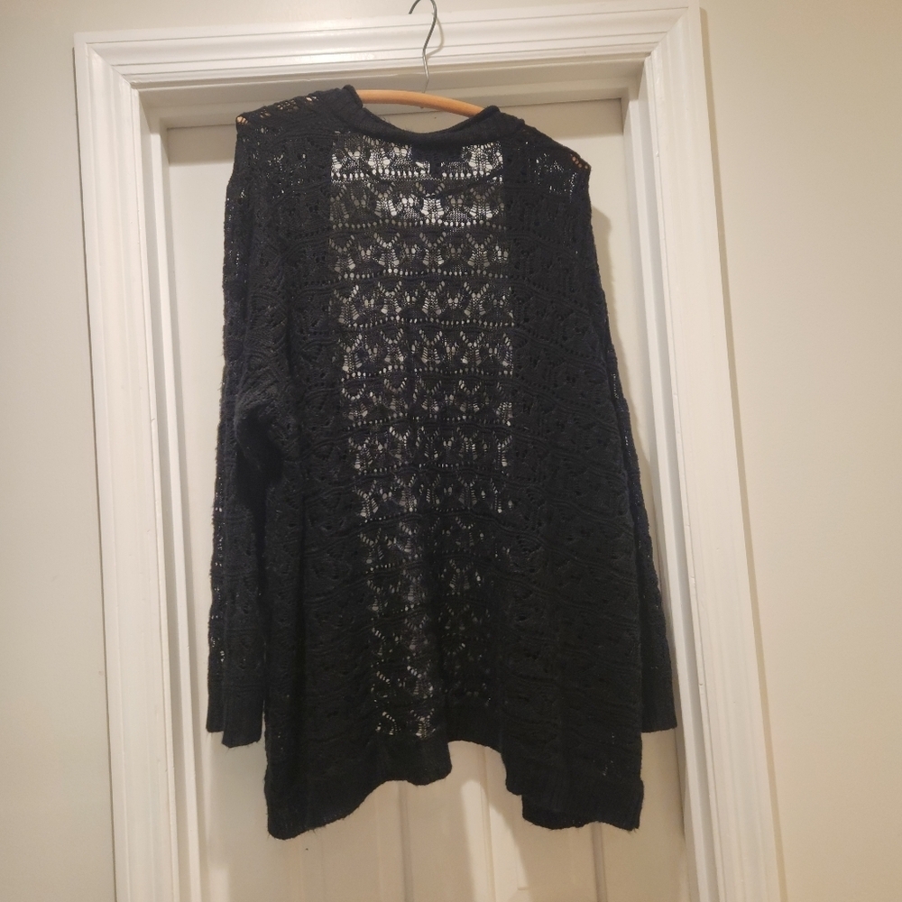 Lane Bryant Open Knit Black Cardigan Size 22 - Picture 6 of 7